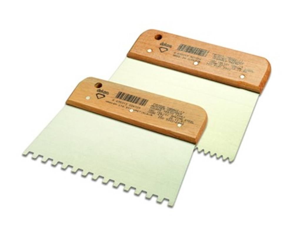 DEKOR Getande lijmkam – Houten handvat, Breedte 170 mm 4×4 RVS